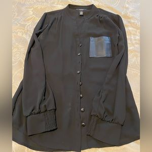 Alfani black blouse with leather pocket